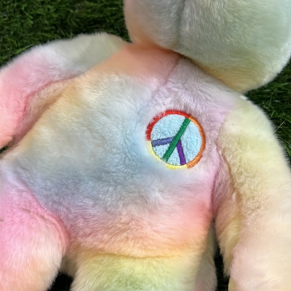 TY Beanie Buddies 14” Plush - Tie Dye Peace Bear - 1999 - Picture 3 of 5